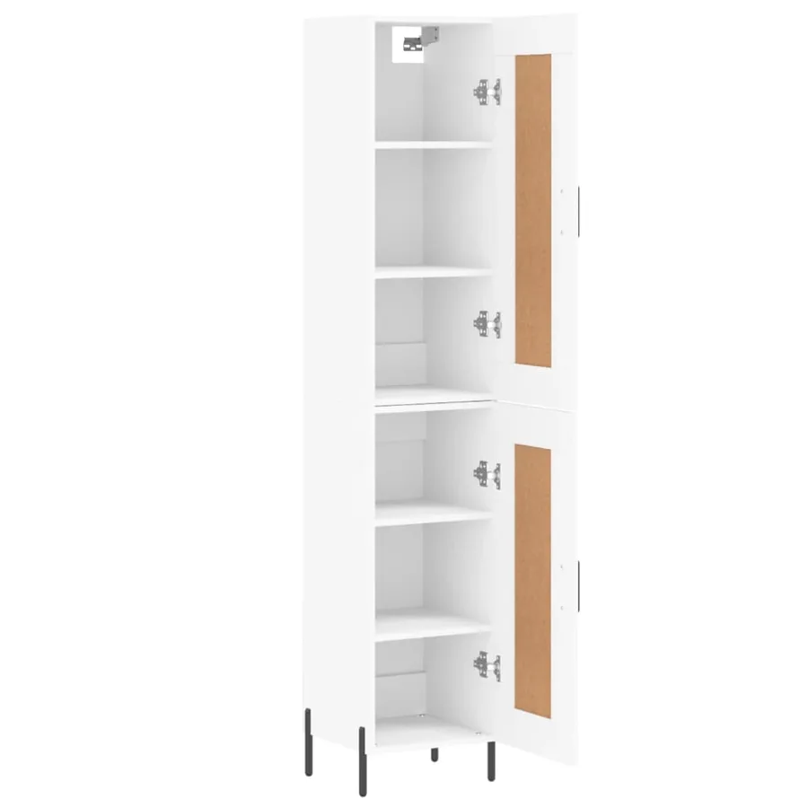 Buffet haut Blanc 34,5x34x180 cm Bois d'ingénierie - 4