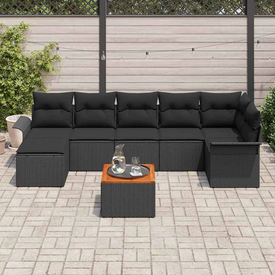Ensemble de canapé de jardin avec stockage 8 pcs Noir polyrotin - 3
