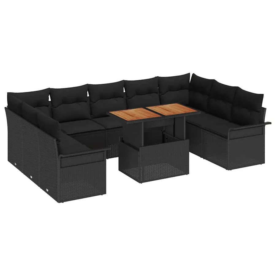 Ensemble de canapé de jardin avec coussin 10 pcs Noir - 2