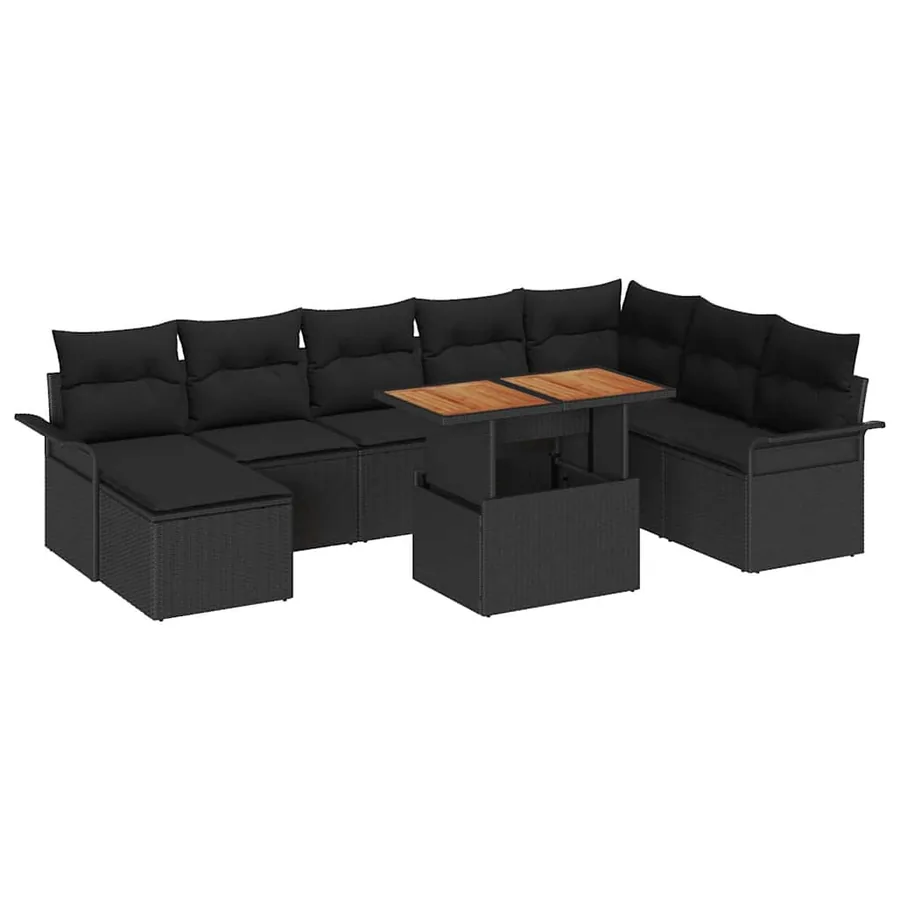 Ensemble de canapé de jardin avec coussin 9 pcs Noir - 2