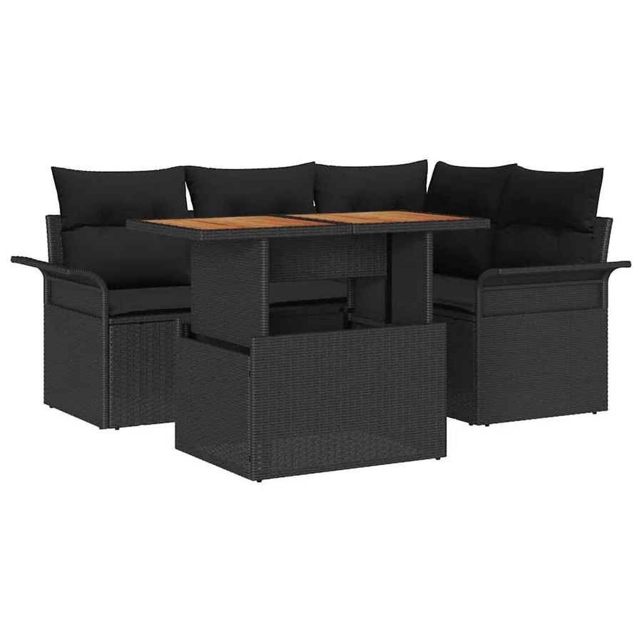 Ensemble de canapé de jardin avec coussin 5 pcs Noir - 2