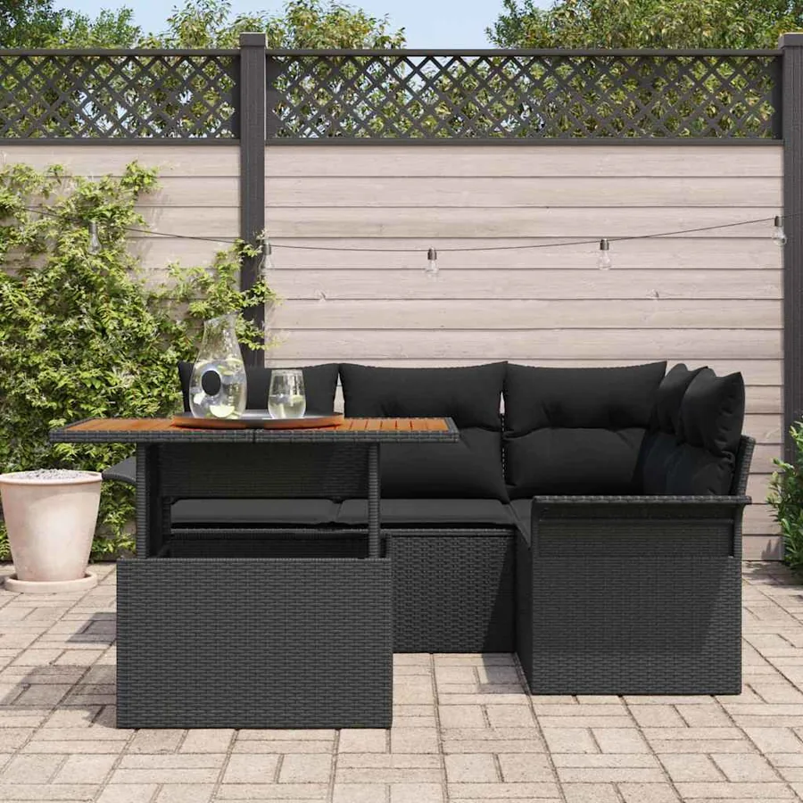 Ensemble de canapé de jardin avec coussin 5 pcs Noir - 3