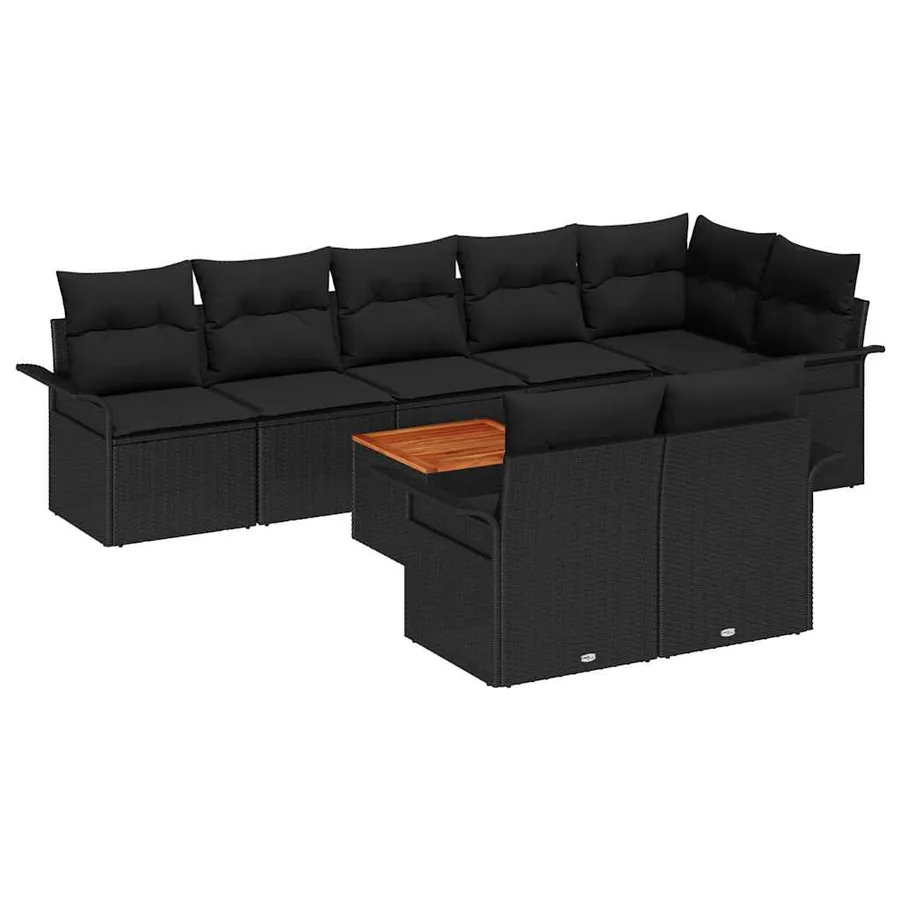Ensemble de canapé de jardin avec stockage 9 pcs Noir polyrotin - 2