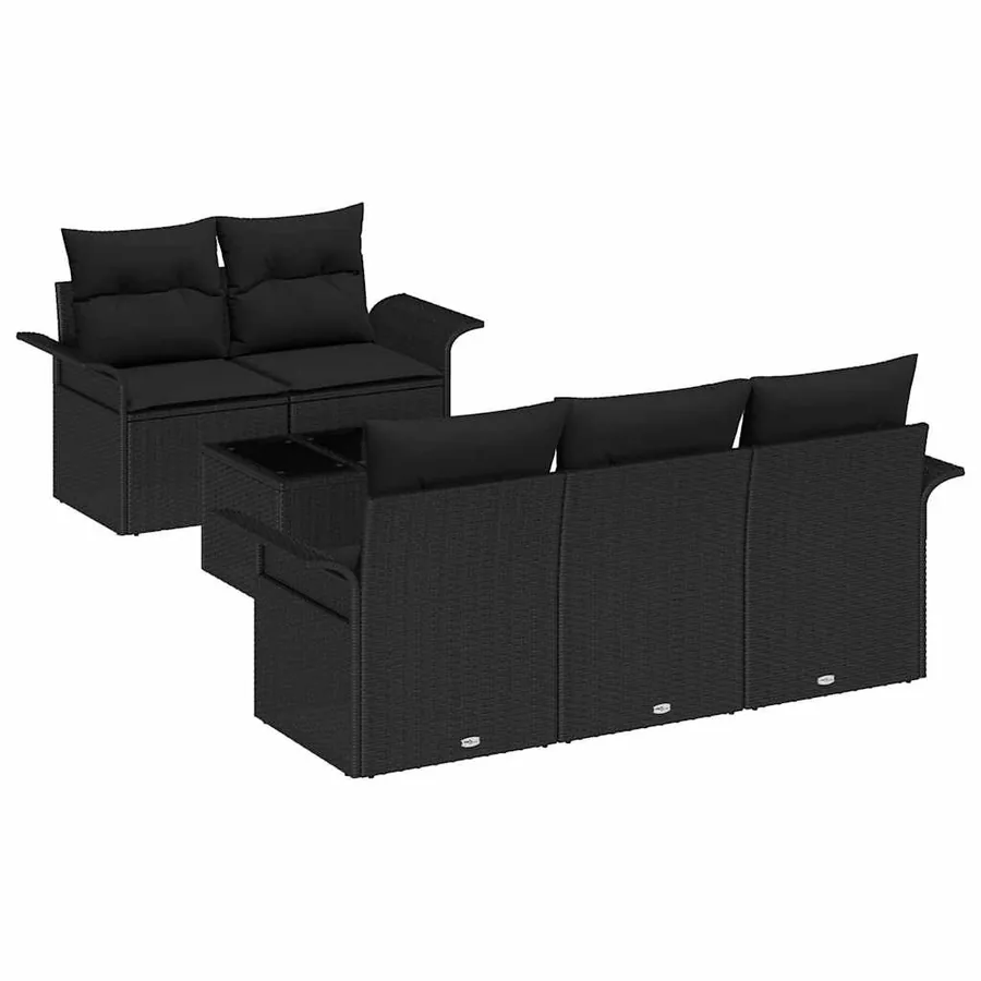 Ensemble de canapé de jardin avec coussin 6 pcs Noir - 2