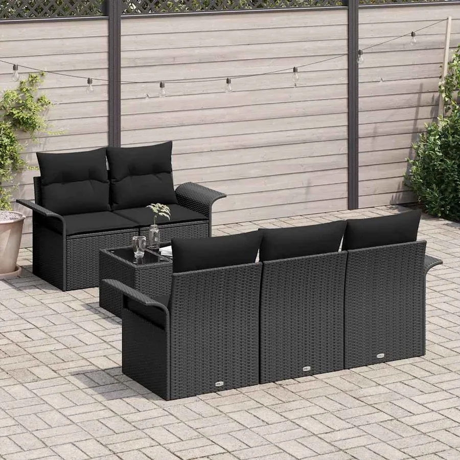 Ensemble de canapé de jardin avec coussin 6 pcs Noir - 3