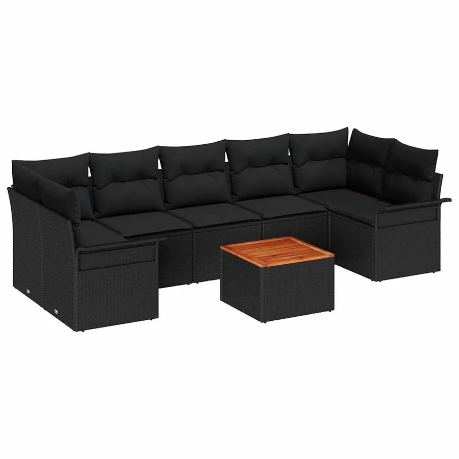 Ensemble de canapé de jardin avec stockage 8 pcs Noir polyrotin - 2