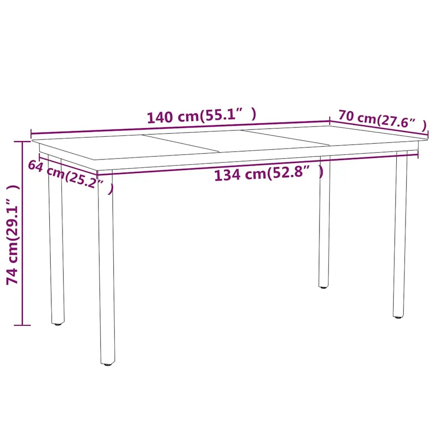 Ensemble à manger de jardin 7 pcs Noir - 8