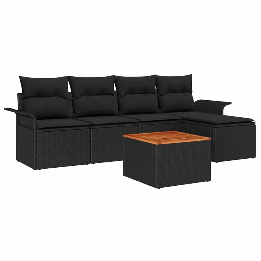 Ensemble de canapé de jardin avec stockage 6 pcs Noir polyrotin - 2