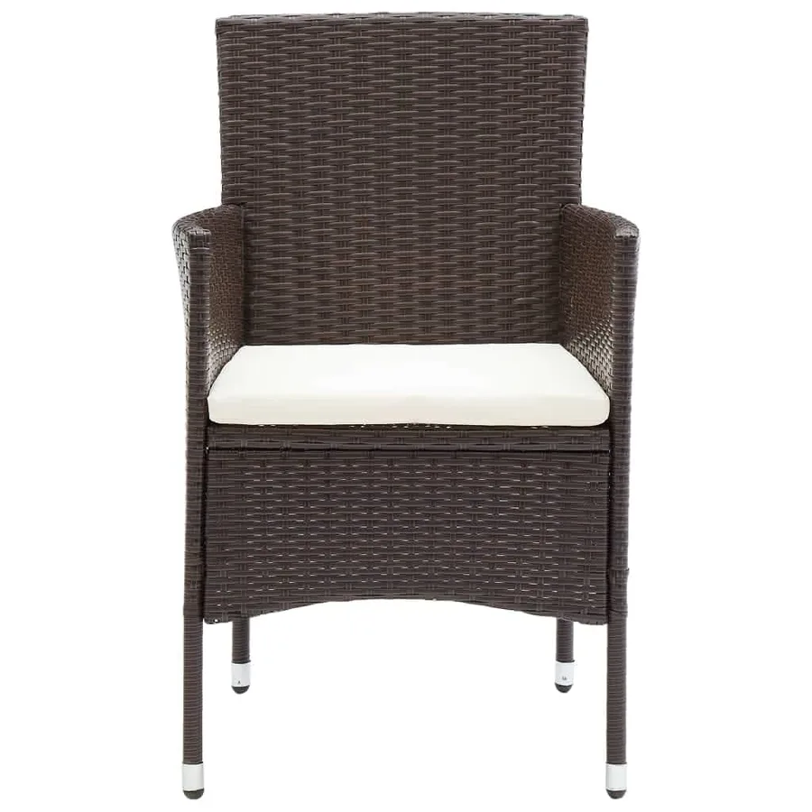 Ensemble à manger de jardin et coussins 9 pcs Poly rotin Marron - 6