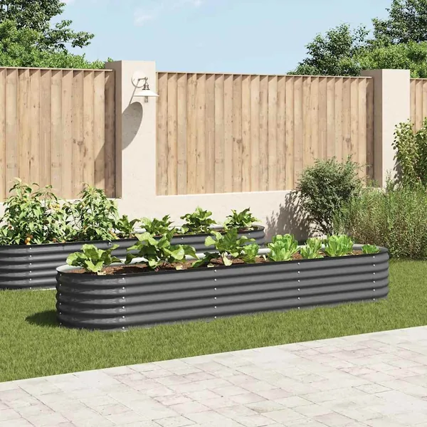 Lit surélevé de jardin 320x80x44 cm Acier galvanisé Gris