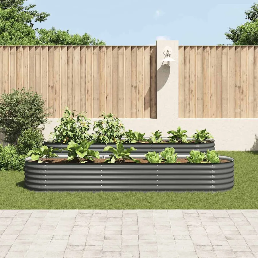 Lit surélevé de jardin 320x80x44 cm Acier galvanisé Gris - 3