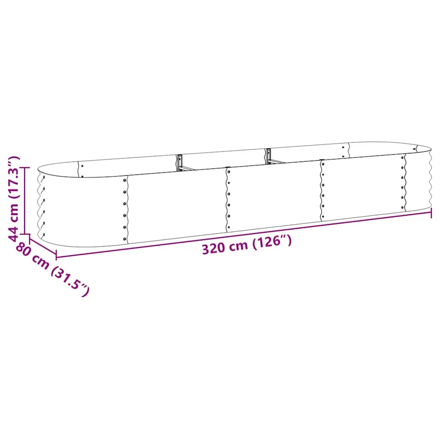Lit surélevé de jardin 320x80x44 cm Acier galvanisé Gris - 8