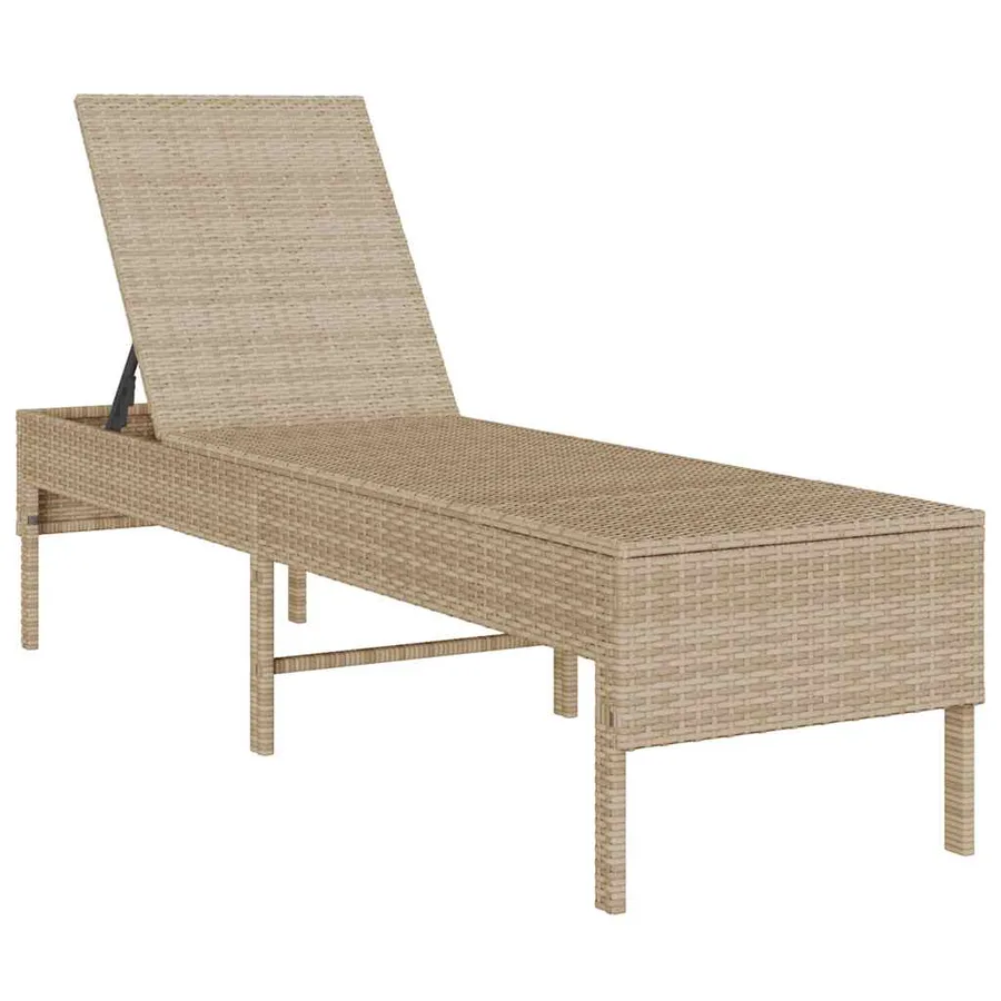 Transat avec coussin beige 55x200x44cm résine tressée - 4