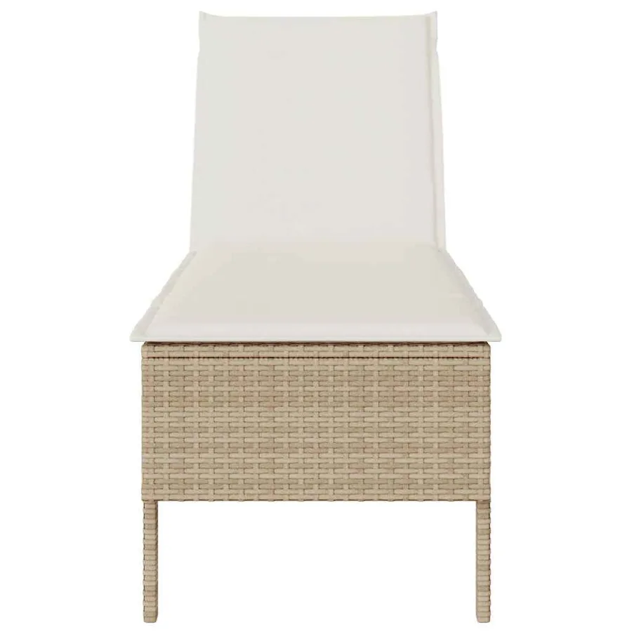 Transat avec coussin beige 55x200x44cm résine tressée - 5