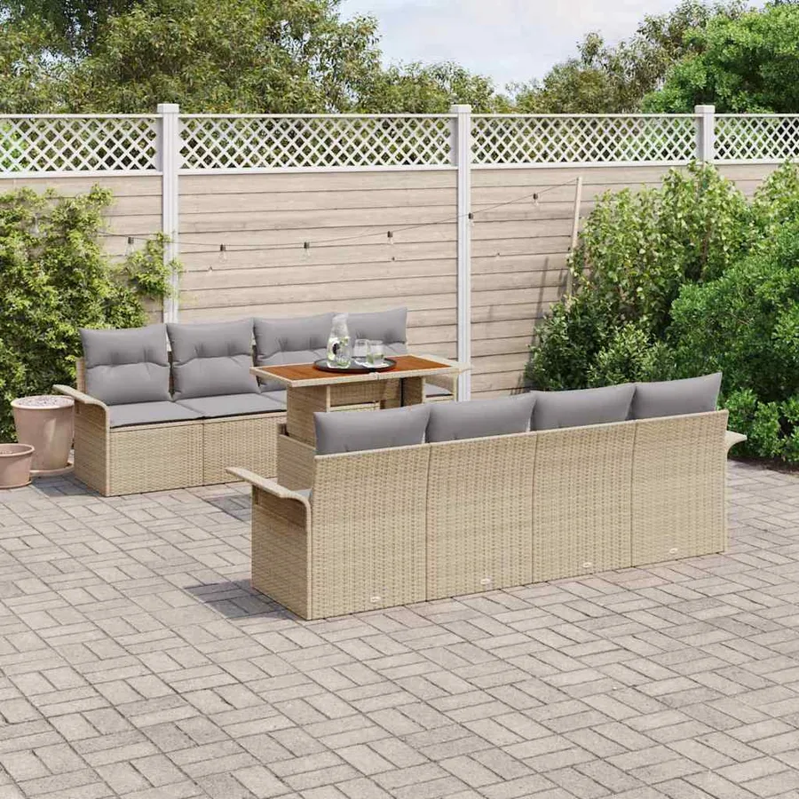 Ensemble de canapé de jardin 7 pcs Beige et Gris clair - 3