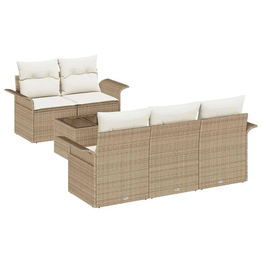 Ensemble de canapé de jardin avec coussin 6 pcs Beige et crème - 2