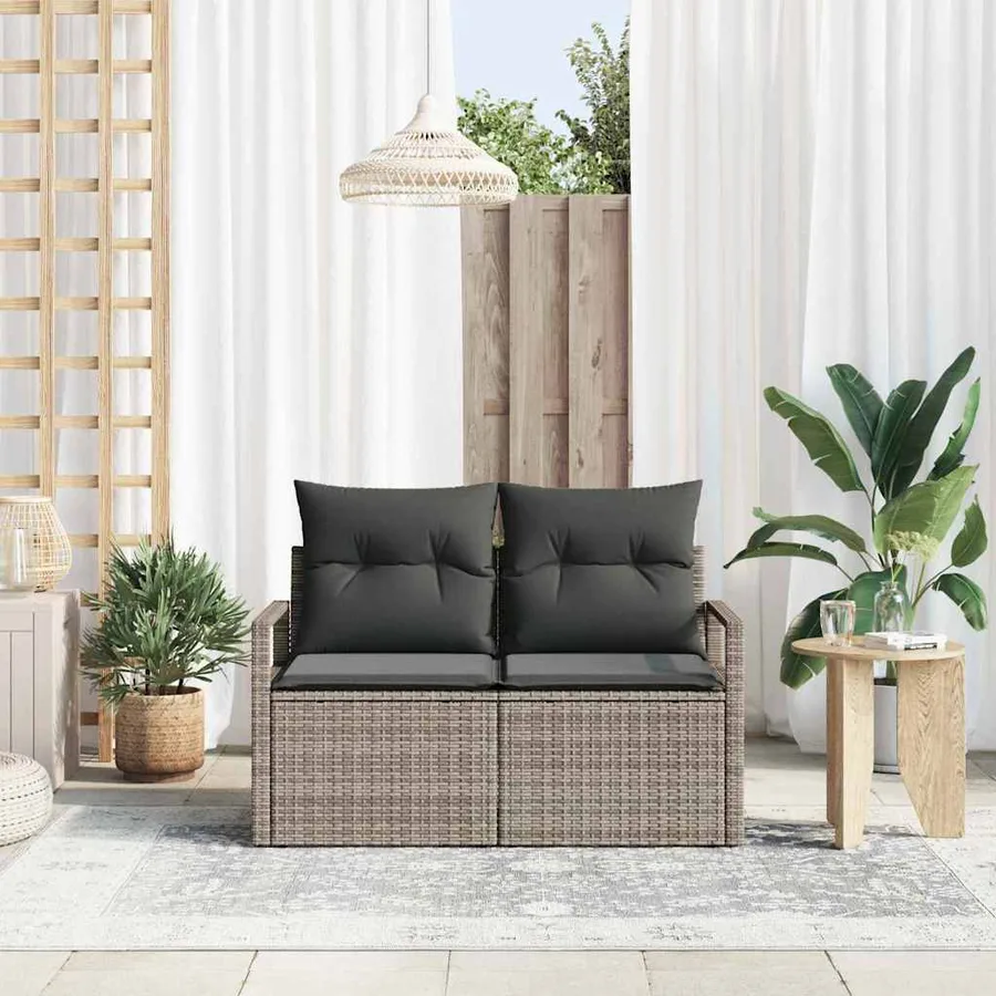 Canapé de jardin avec coussin 120 x 62 x 69 cm polyrotin - 3