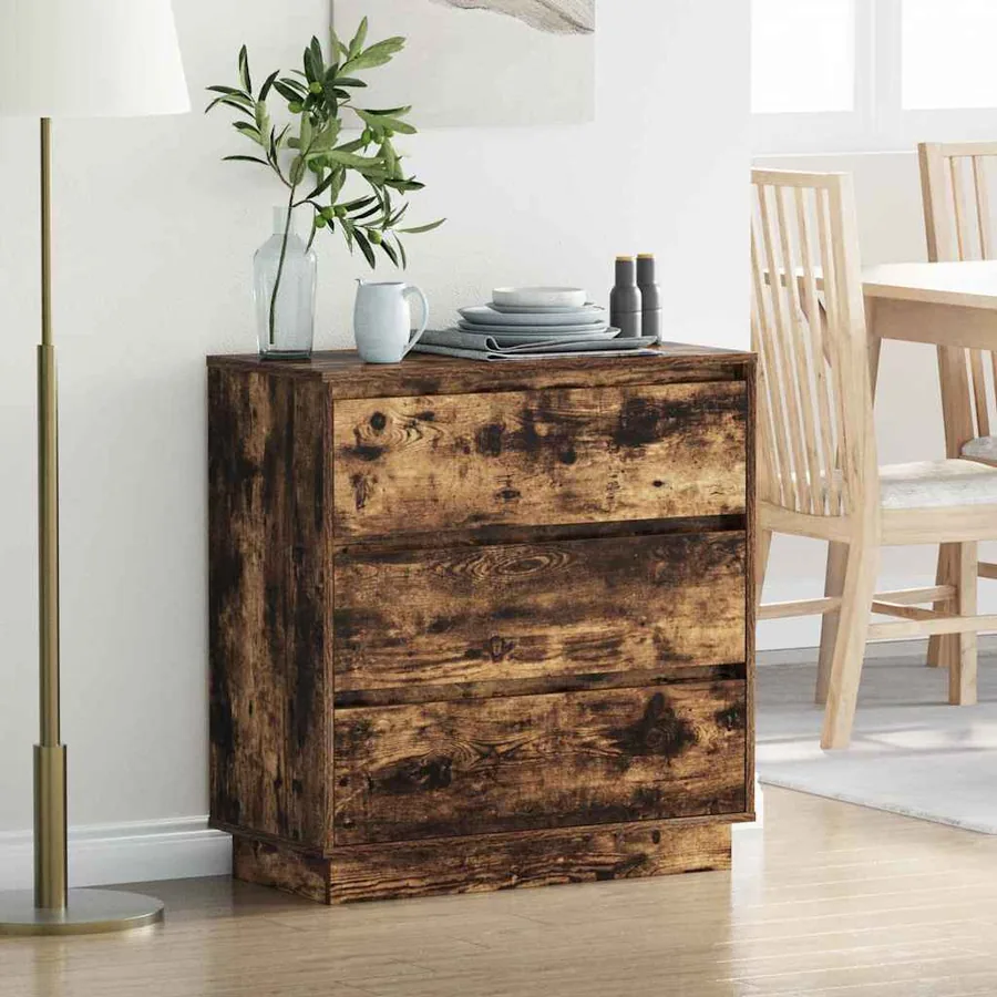 Cabinet de chevet avec tiroir Chêne fumé 71 x 34,5 x 75 cm