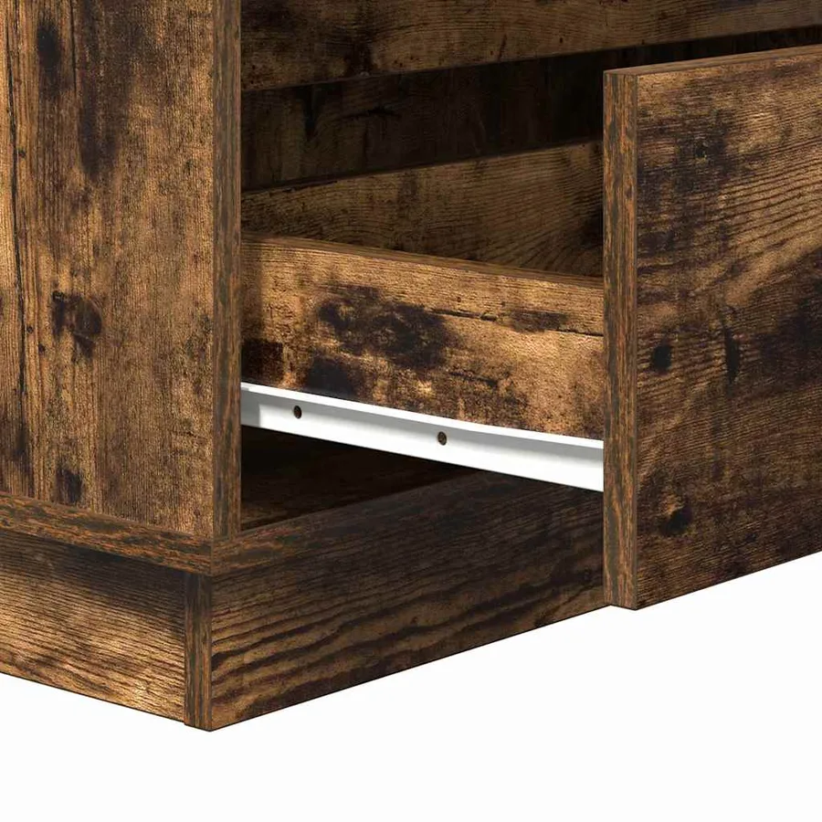 Cabinet de chevet avec tiroir Chêne fumé 71 x 34,5 x 75 cm - 12