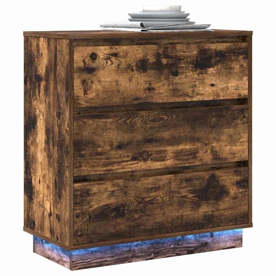 Cabinet de chevet avec tiroir Chêne fumé 71 x 34,5 x 75 cm - 3
