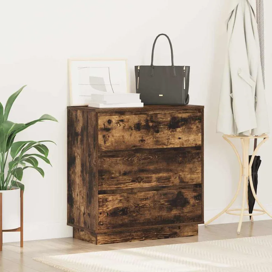 Cabinet de chevet avec tiroir Chêne fumé 71 x 34,5 x 75 cm - 4