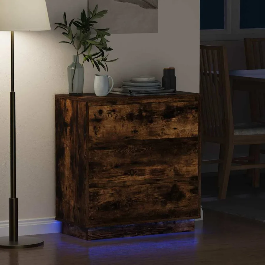 Cabinet de chevet avec tiroir Chêne fumé 71 x 34,5 x 75 cm - 5