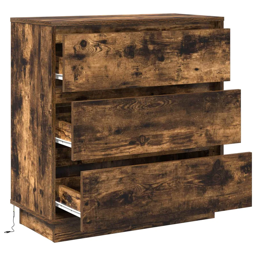 Cabinet de chevet avec tiroir Chêne fumé 71 x 34,5 x 75 cm - 6