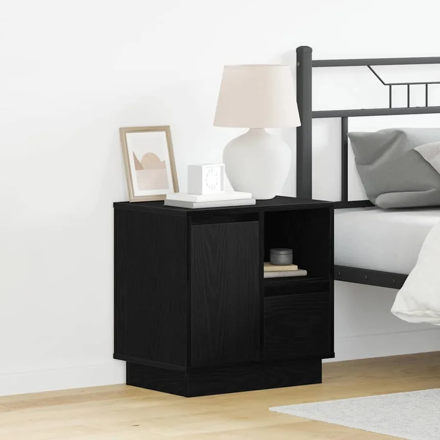 Cabinet de chevet avec tiroir Chêne noir 50 x 34,5 x 50 cm.