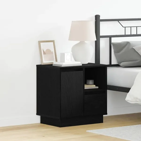 Cabinet de chevet avec tiroir Chêne noir 50 x 34,5 x 50 cm.