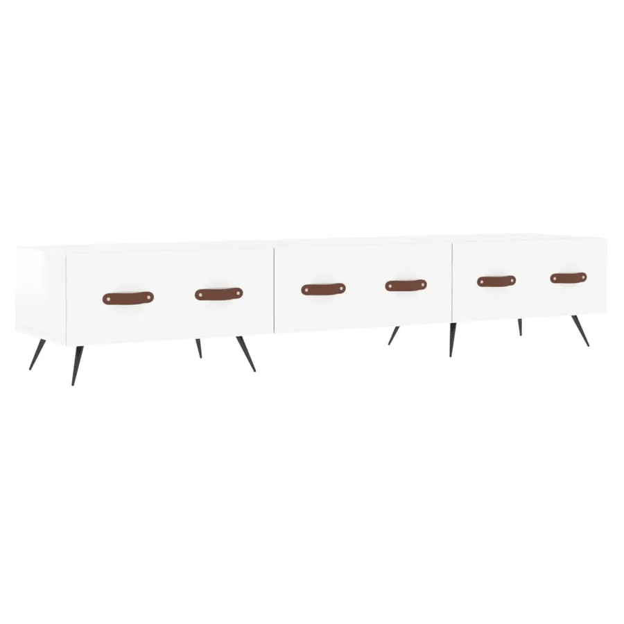 Meuble TV blanc brillant 150x36x30 cm bois d'ingénierie - 2