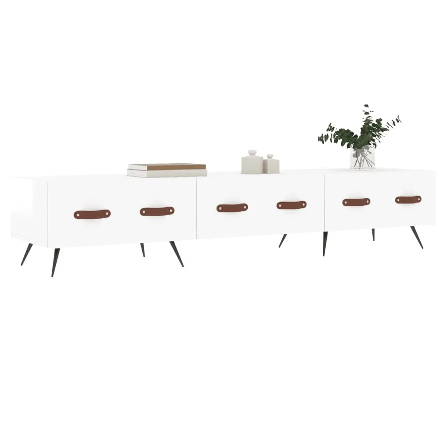 Meuble TV blanc brillant 150x36x30 cm bois d'ingénierie - 3