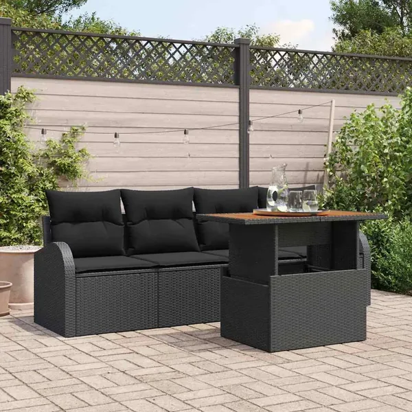 Ensemble de canapé de jardin 5 pcs Noir