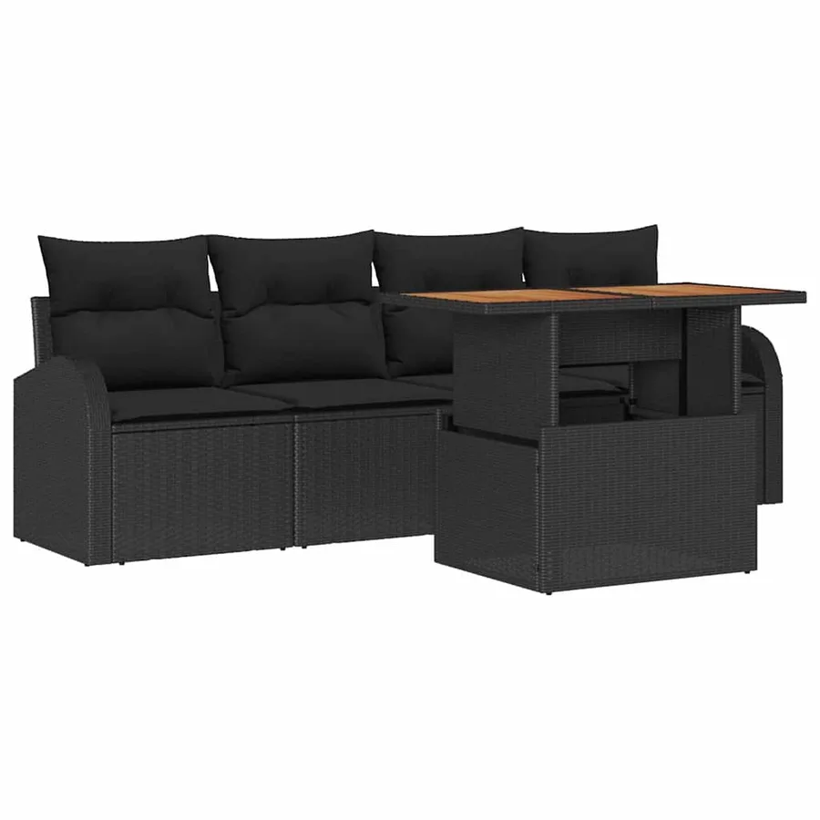 Ensemble de canapé de jardin 5 pcs Noir - 2