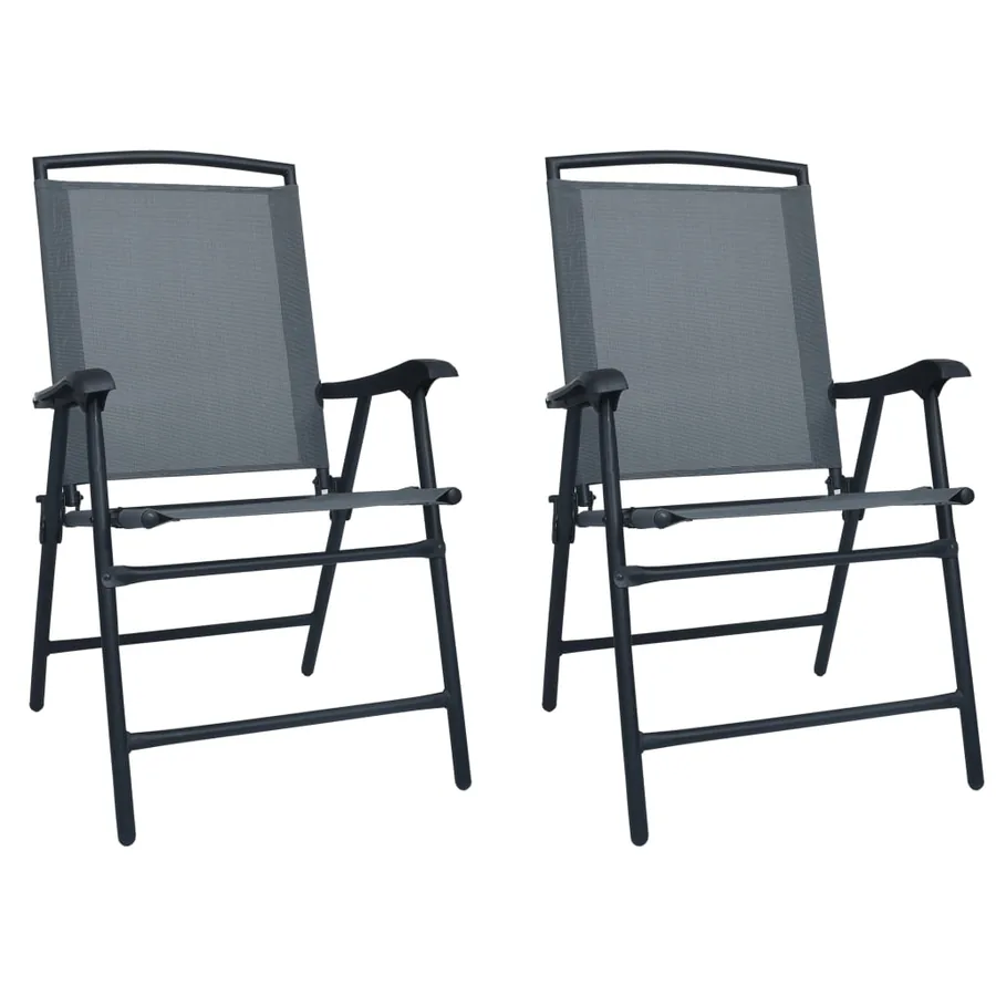 Chaises de jardin pliables lot de 2 Textilène Gris