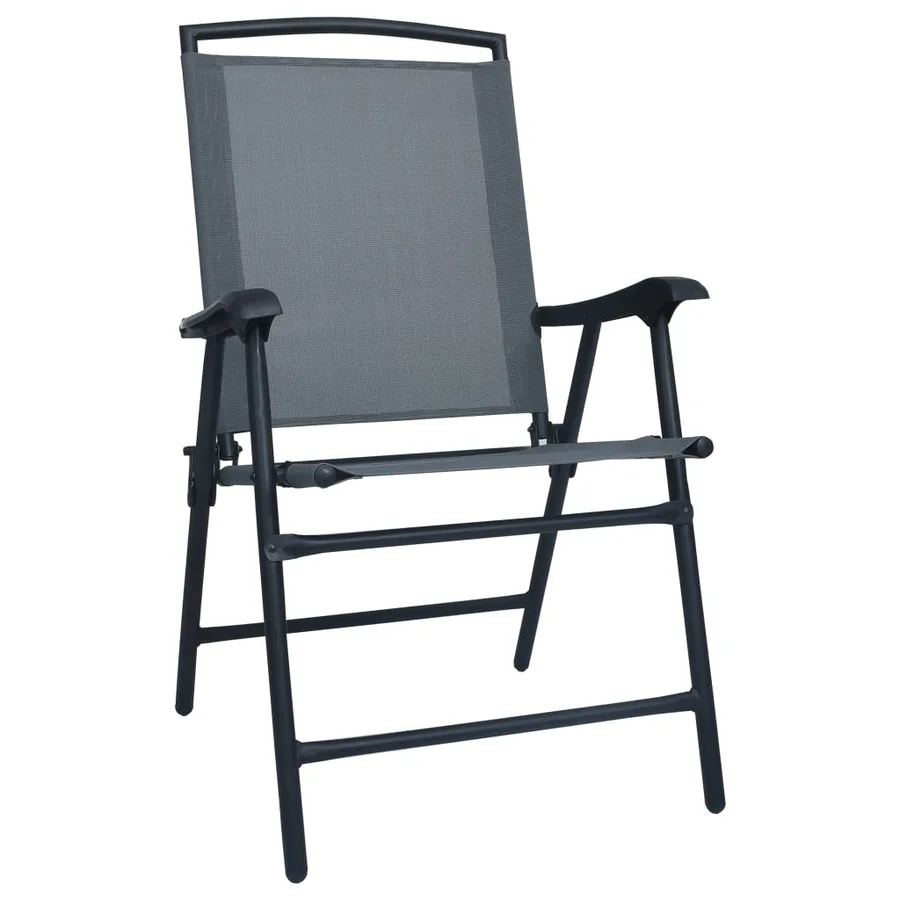 Chaises de jardin pliables lot de 2 Textilène Gris - 2