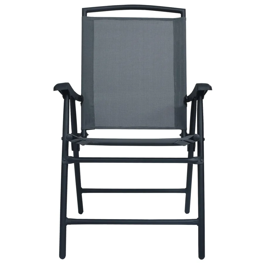 Chaises de jardin pliables lot de 2 Textilène Gris - 3