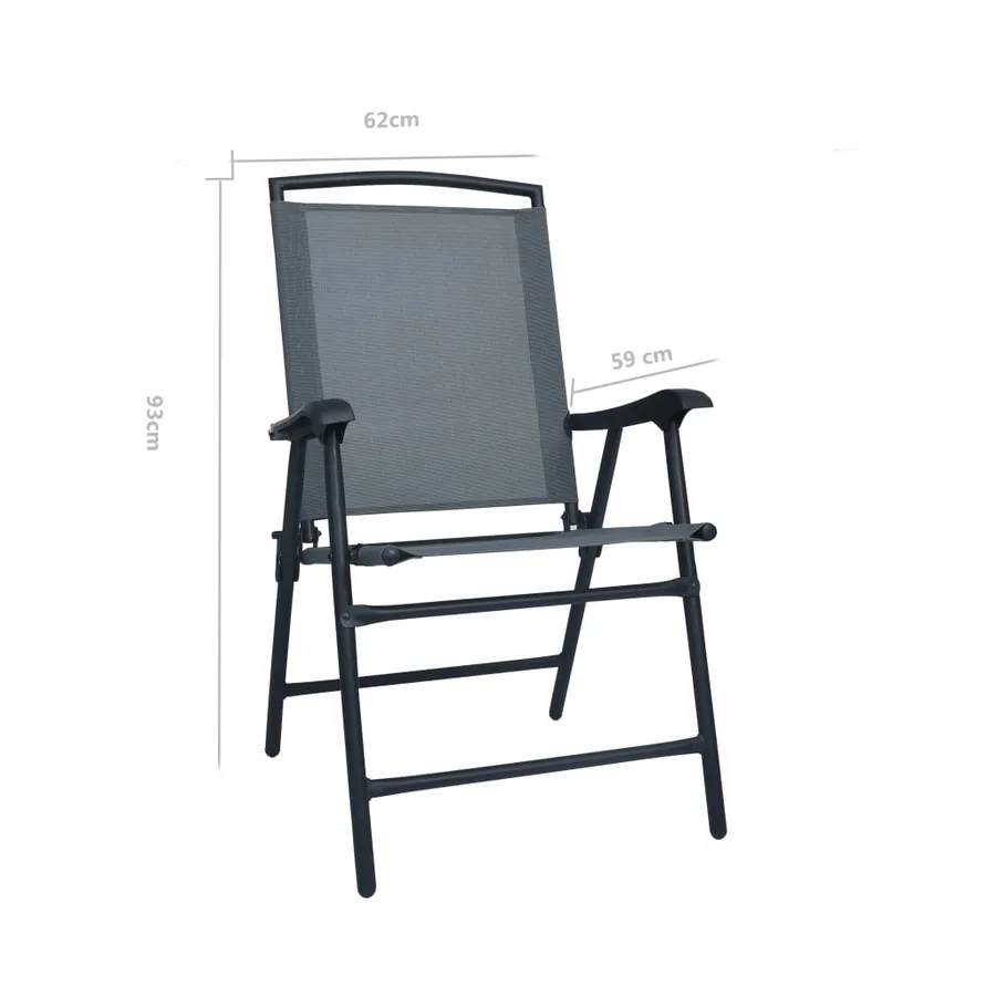 Chaises de jardin pliables lot de 2 Textilène Gris - 9