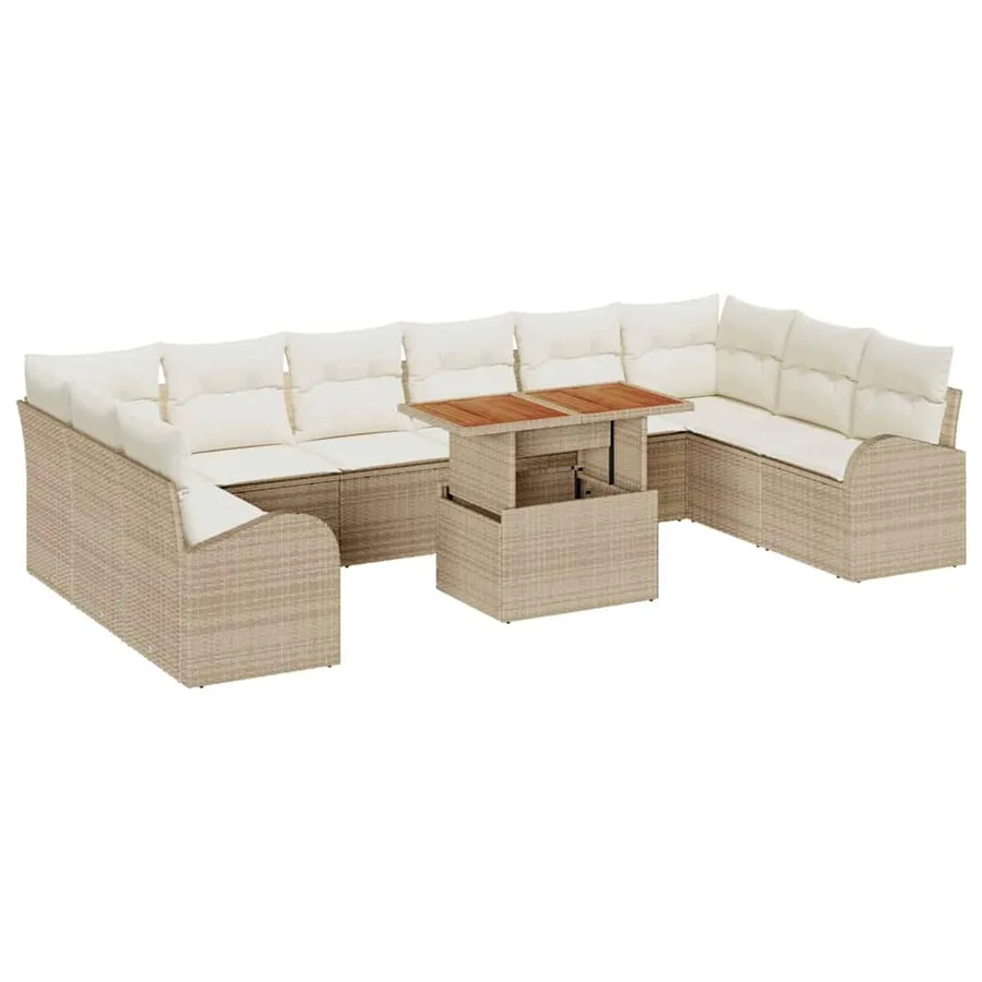 Ensemble de canapé de jardin avec coussin 11 pcs beige et crème - 2