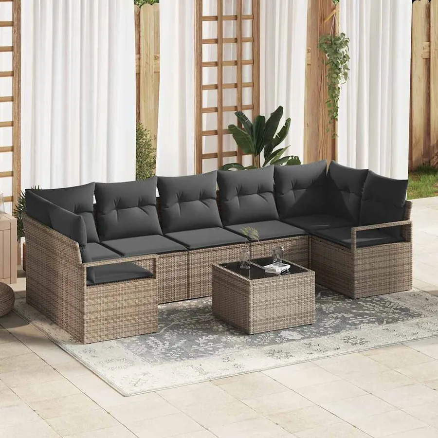 Ensemble de canapé de jardin avec coussin 8 pcs Gris