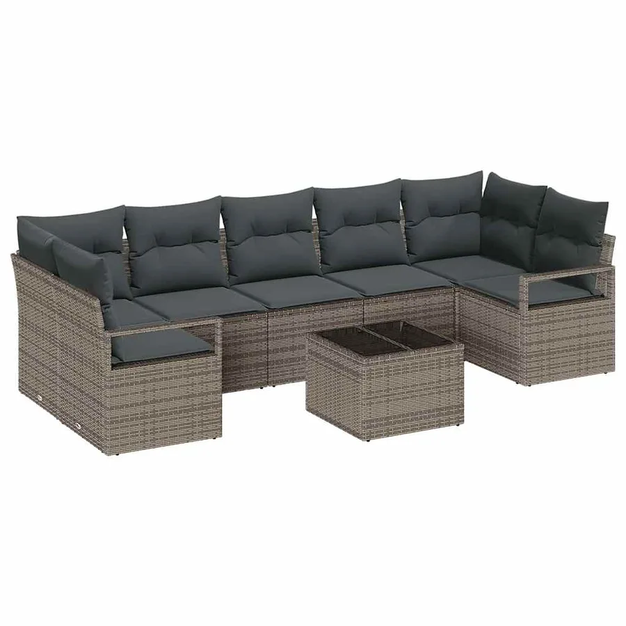 Ensemble de canapé de jardin avec coussin 8 pcs Gris - 2