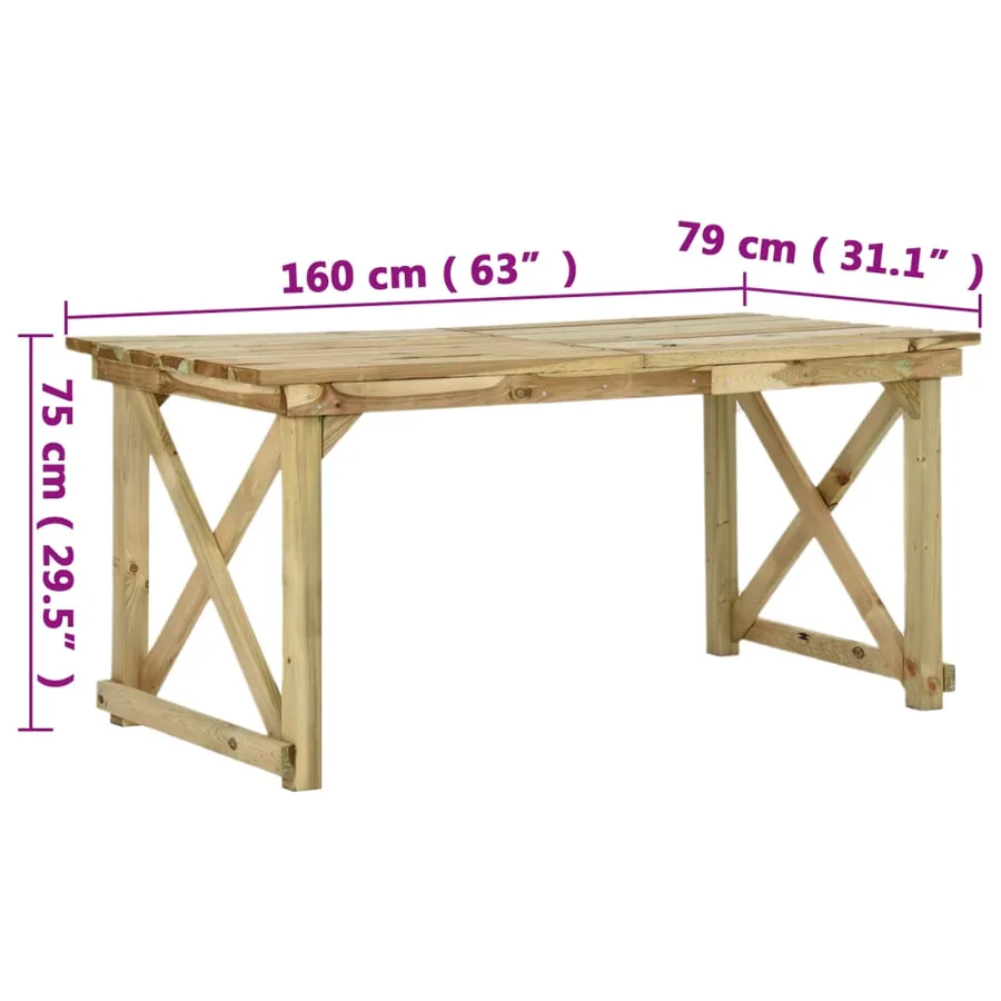 Table de jardin 160x79x75 cm Bois - 7