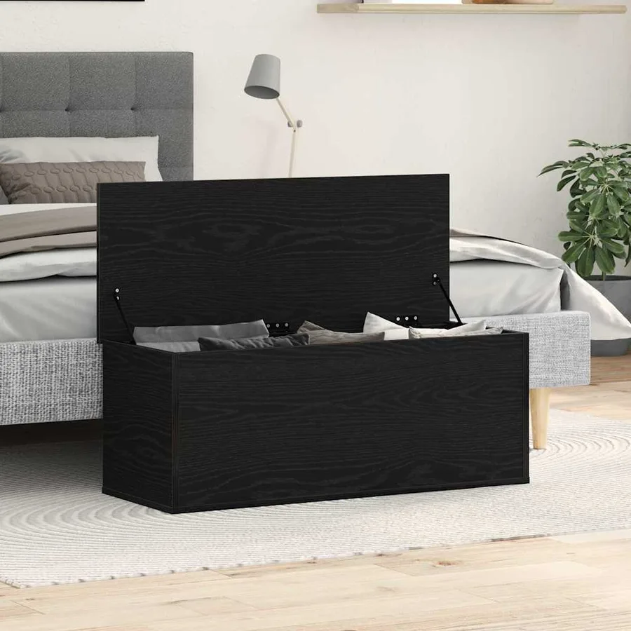 Boîte de Rangement Chêne noir 90 x 35 x 35 cm Bois d'ingénierie - 4