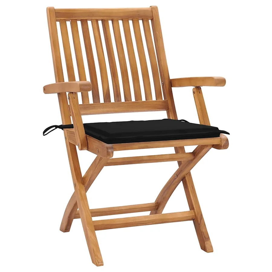 Chaises pliables de jardin avec coussins lot de 4 Teck solide - 2