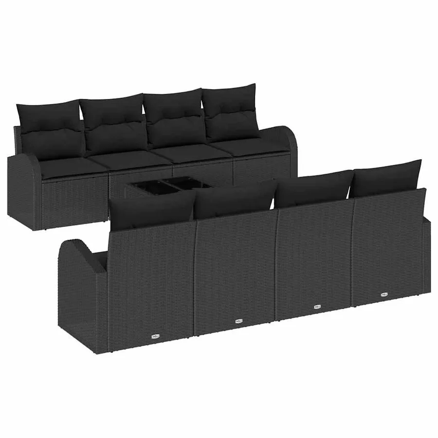 Ensemble de canapé de jardin Noir 55 x 55 x 37 cm polyrotin - 2