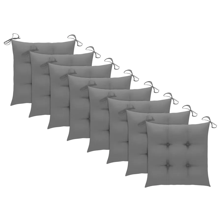Chaises pliables de jardin avec coussins lot de 8 Teck solide - 6