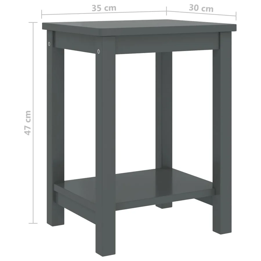 Table de chevet gris foncé 35x30x47 cm bois de pin massif - 5