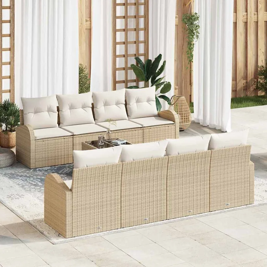 Ensemble de canapé de jardin Beige 55 x 55 x 37 cm polyrotin