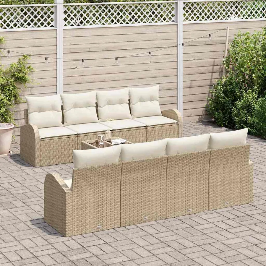 Ensemble de canapé de jardin Beige 55 x 55 x 37 cm polyrotin - 3