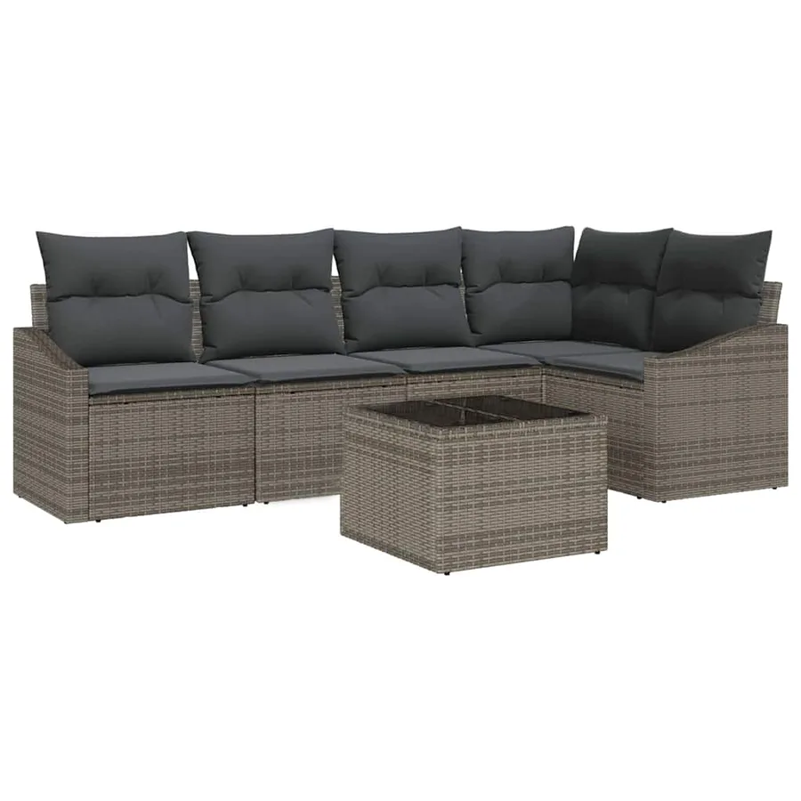Ensemble de canapé de jardin 6 pcs Gris clair polyrotin - 2