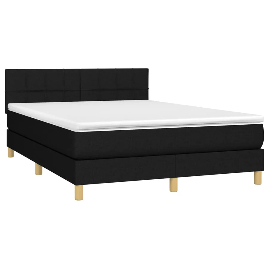 Sommier à lattes de lit avec matelas LED Noir 140x190 cm Tissu - 3